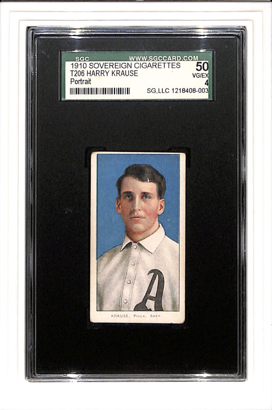 1909-1910 T206 Harry Krause SGC 4 Sovereign 350