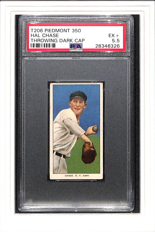 1909 T206 Hal Chase Throwing Dark Cap PSA 5.5 SN