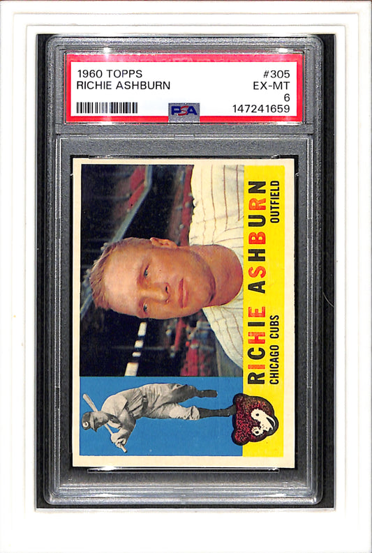 1960 Topps #305 Richie Ashburn PSA 6 SN 147241659