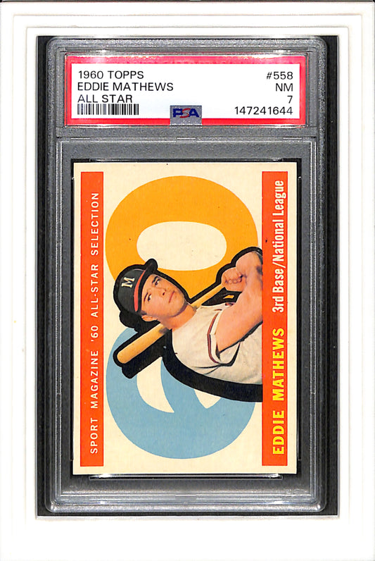 1960 Topps #558 Eddie Mathews All Star PSA 7 SN 147241644