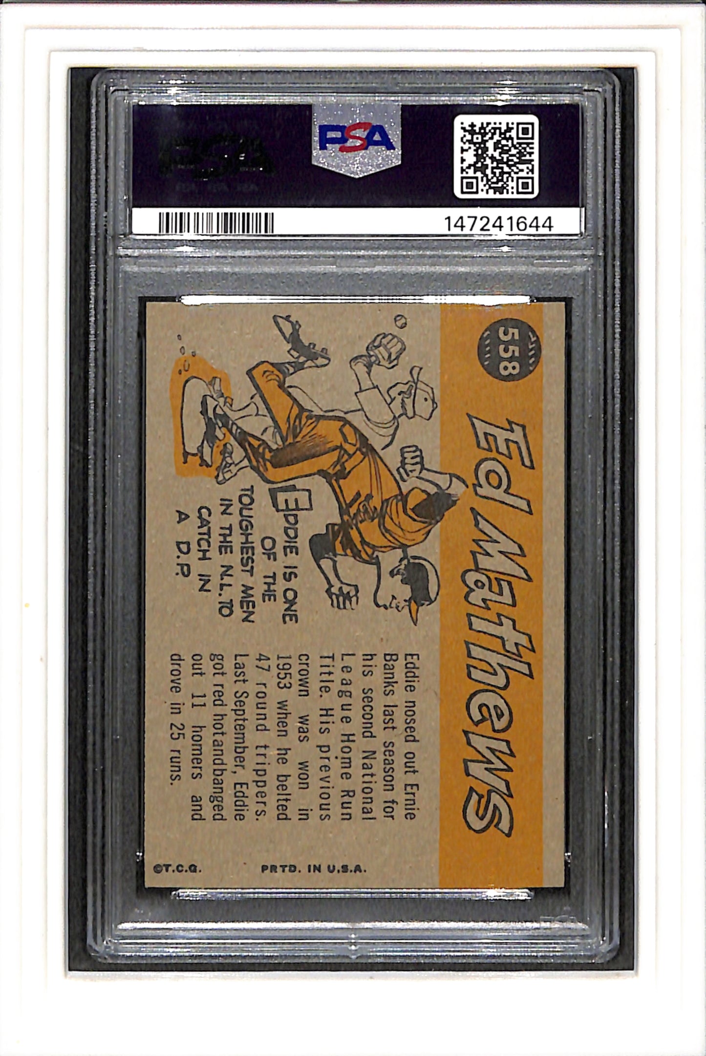 1960 Topps #558 Eddie Mathews All Star PSA 7 SN 147241644