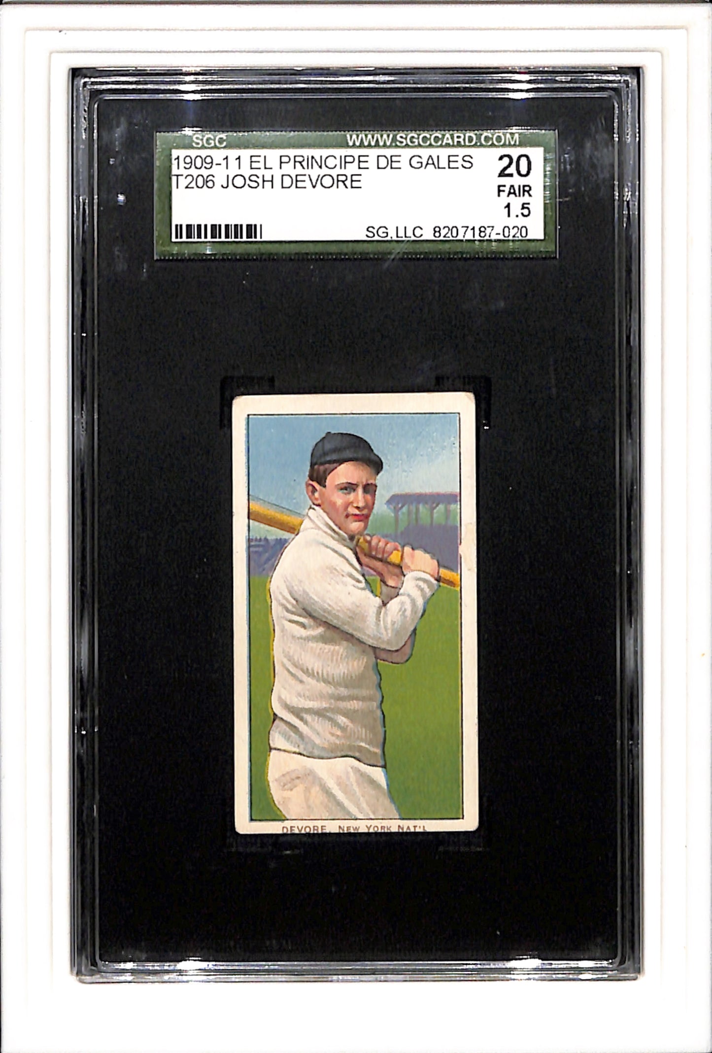 1909 T206 EPDG Josh DeVore SGC 1.5 Rare Front Back Combo