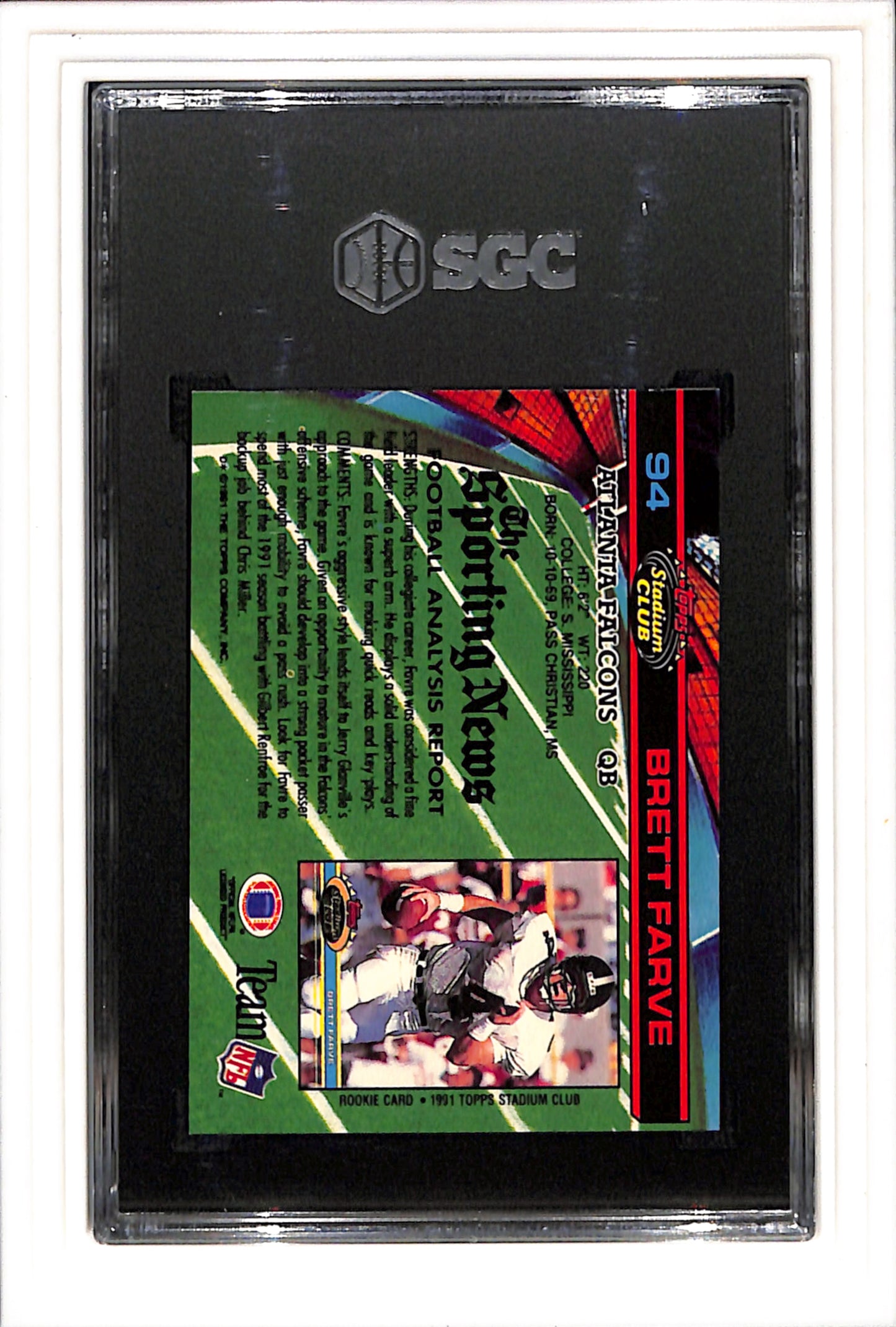 1991 Topps Stadium Club #94 Brett Favre SGC 9 SN 8559040