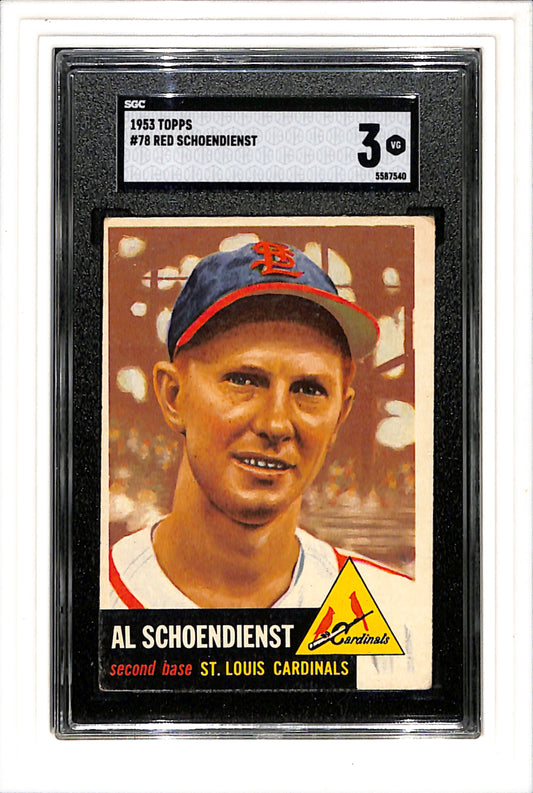 1953 Topps #78 Red Schoendienst SGC 3 SN 5587540