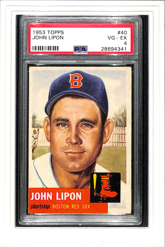 1953 Topps #40 Johnny Lipon - Boston Red Sox PSA 4 SN 28694341