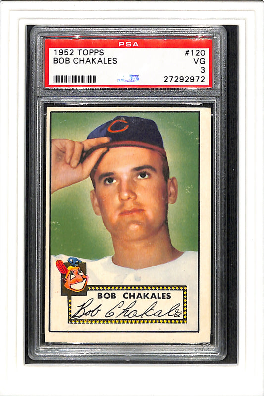 1952 Topps #120 Bob Chakales PSA 3 SN 27292972