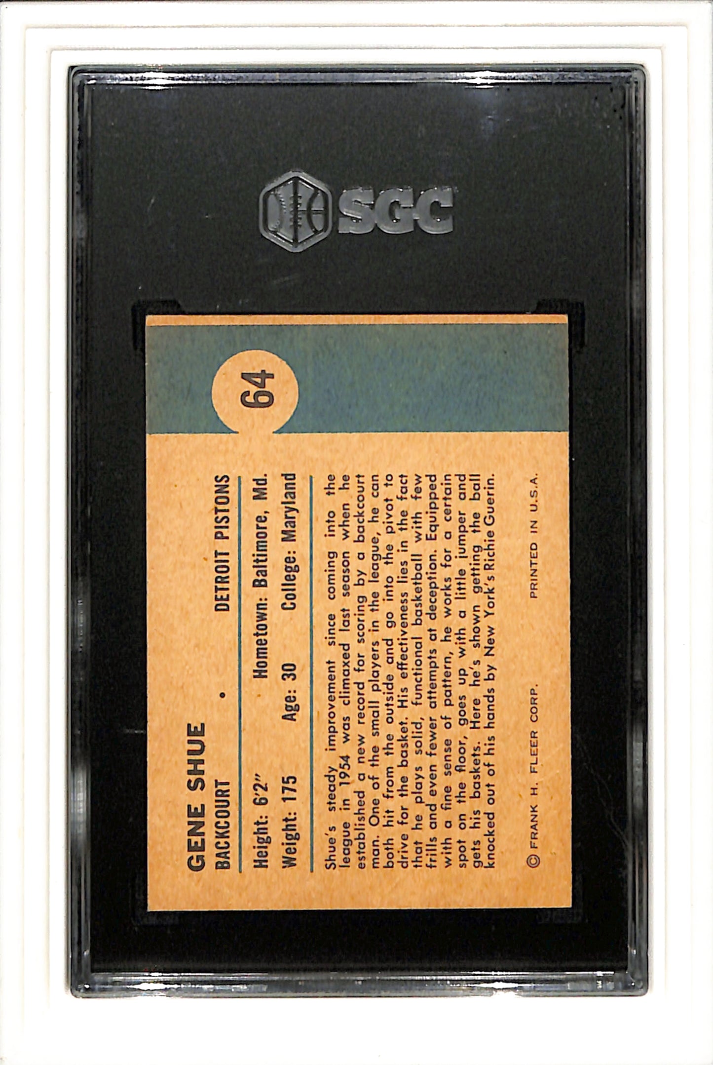 1961-62 Fleer #64 Gene Shue SGC 4 SN 8892712