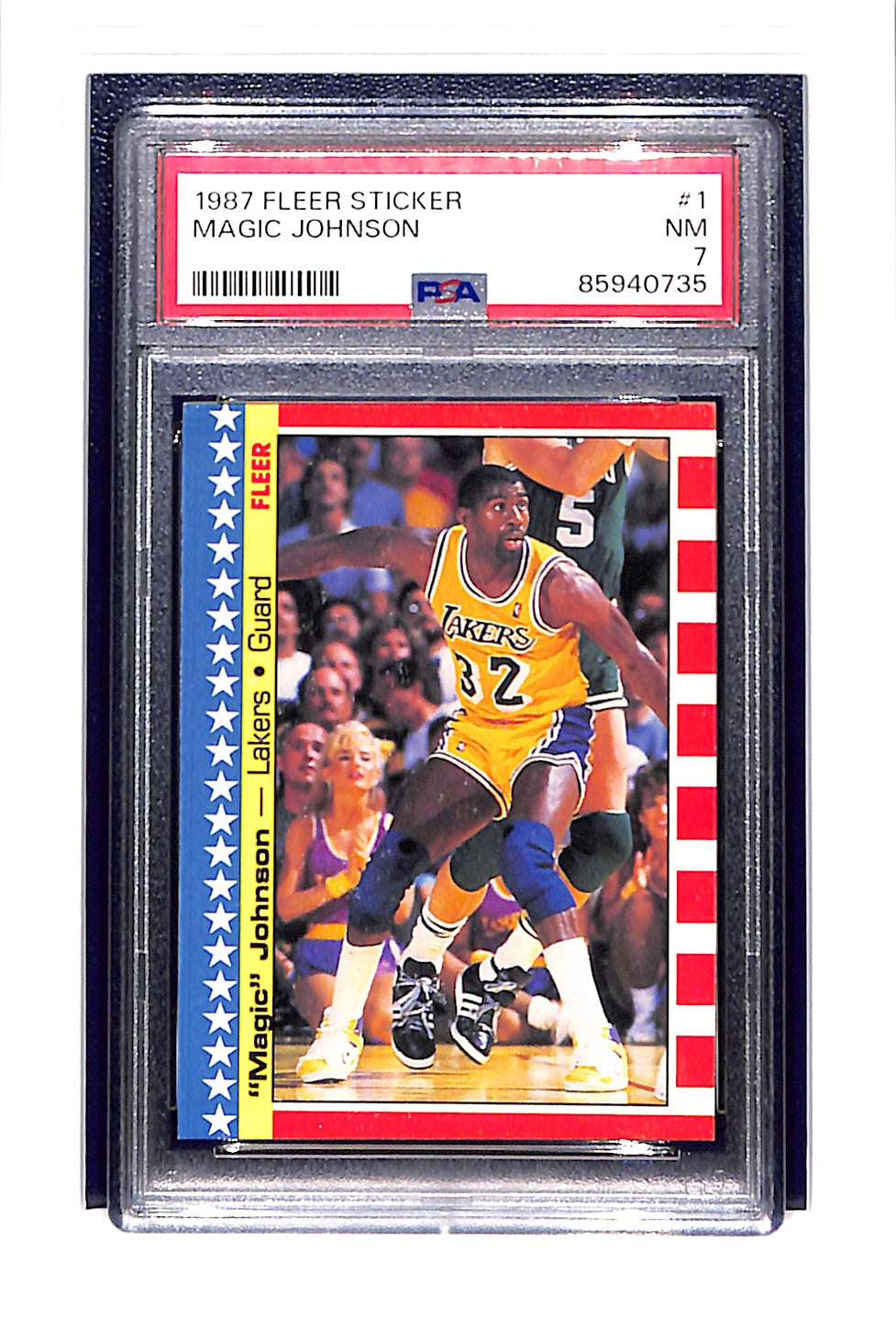 1987 Fleer Sticker #1 Magic Johnson PSA 7
