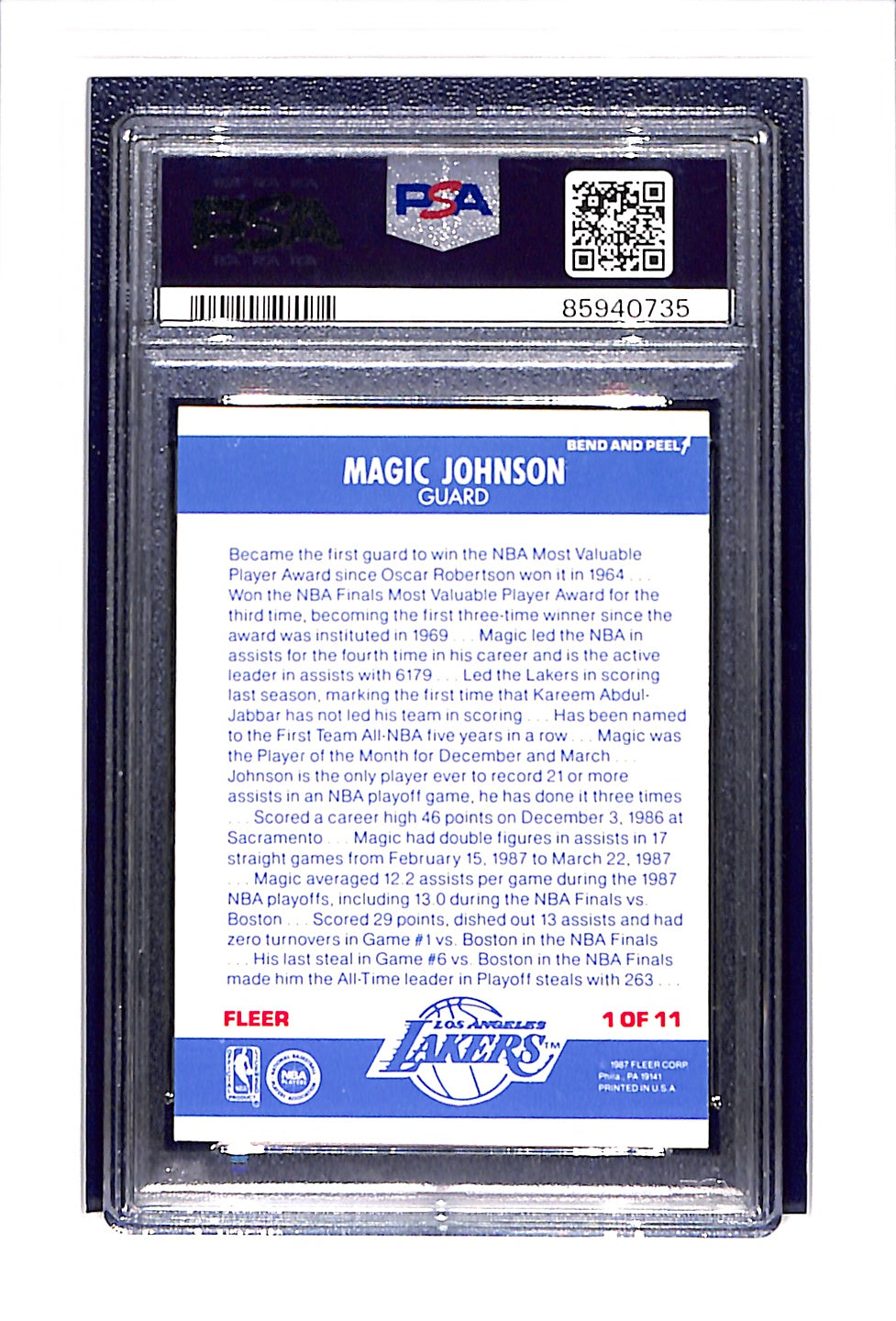 1987 Fleer Sticker #1 Magic Johnson PSA 7