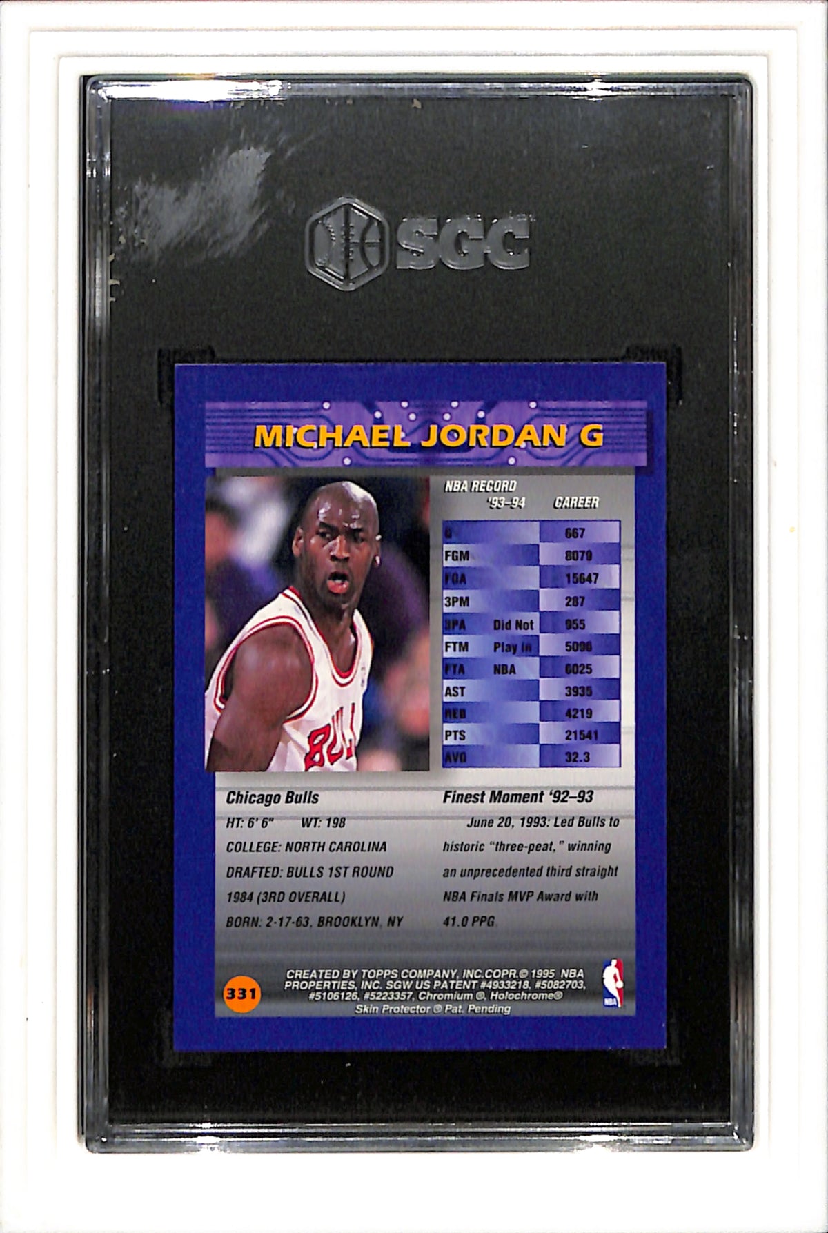 1994-95 Topps Finest #331 Michael Jordan SGC 9 SN 0987633