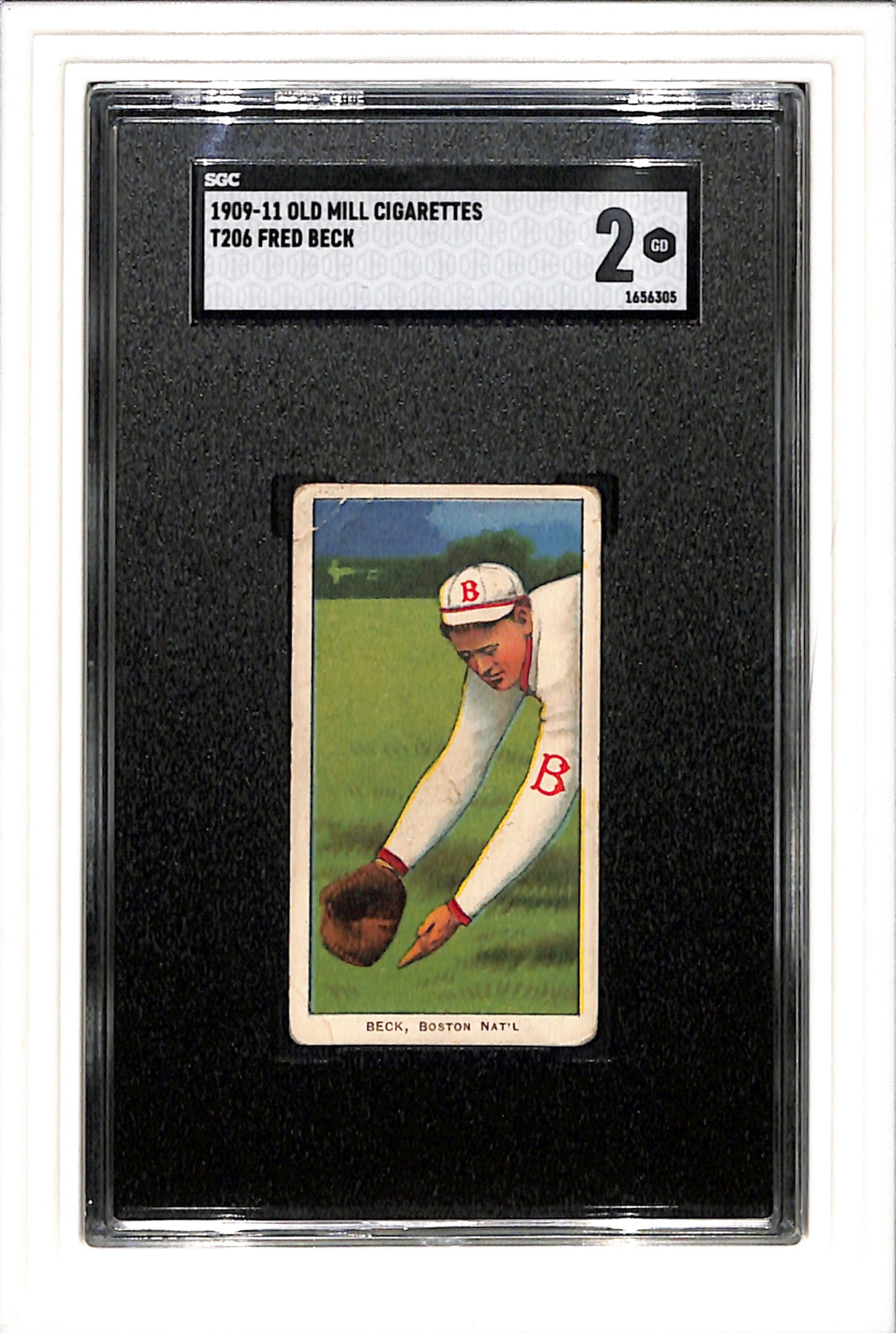 1909-1911 T206 Fred Beck Old Mill SGC 2 SN 1656305