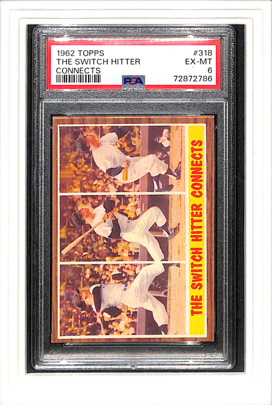 1962 Topps #318 Mantle The Switch Hitter PSA 6 SN 72872786