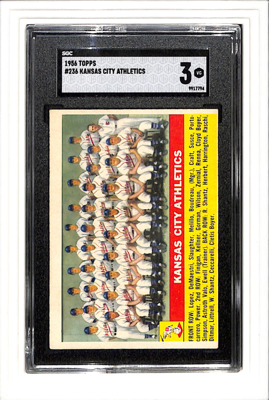 1956 Topps #236 Kansas City Athletics SGC 3 SN 9917794