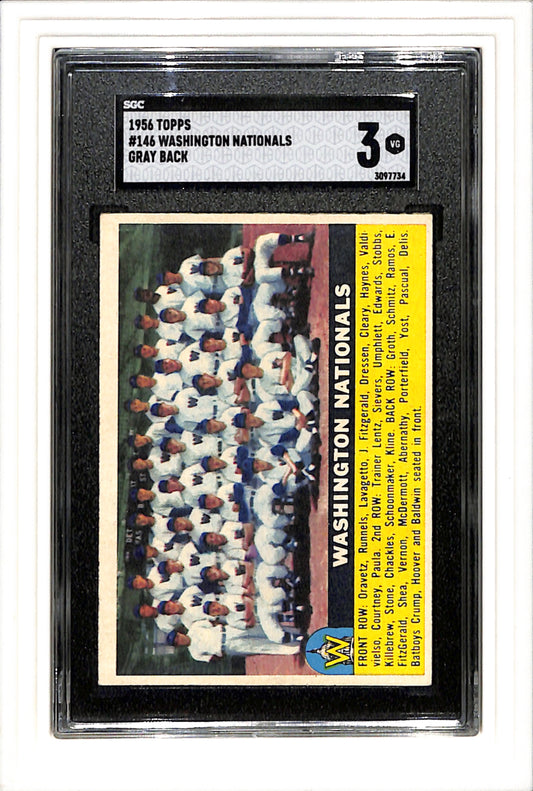 1956 Topps #146 Washington Nationals SGC 3 SN 3097734
