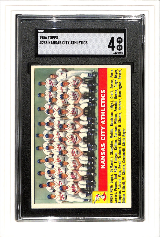 1956 Topps #236 Kansas City Athletics SGC 4 SN 6449003
