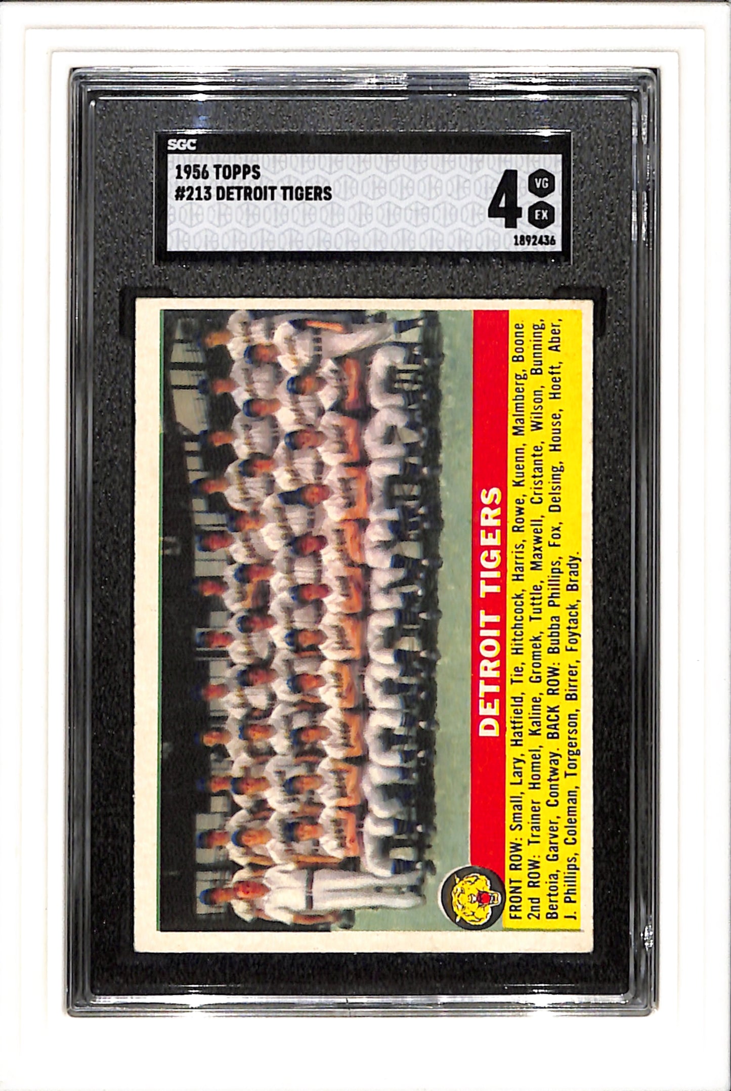 1956 Topps #213 Detroit Tigers SGC 4 SN 1892436