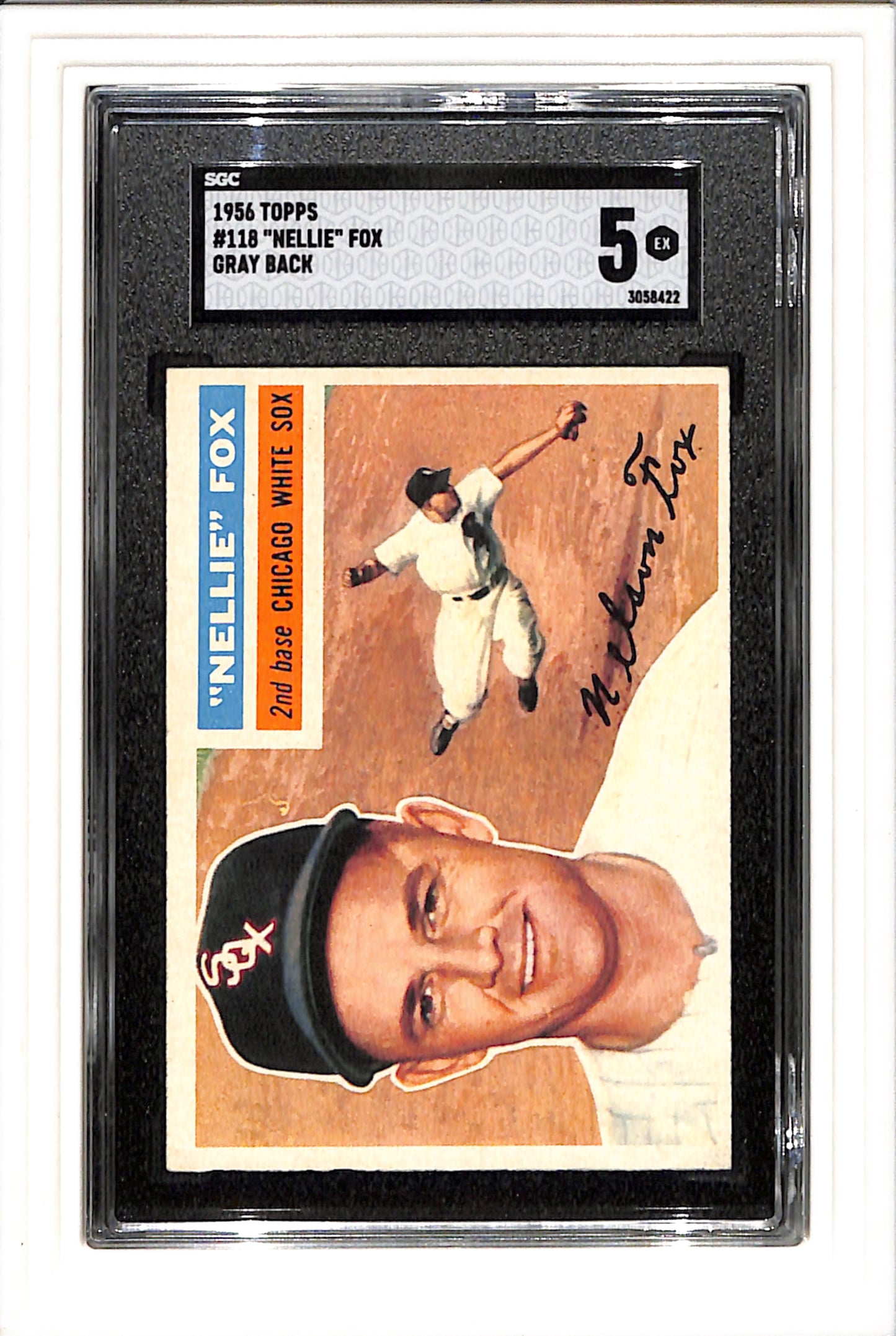 1956 Topps #118 Nellie Fox Gray Back SGC 5 SN 3058422