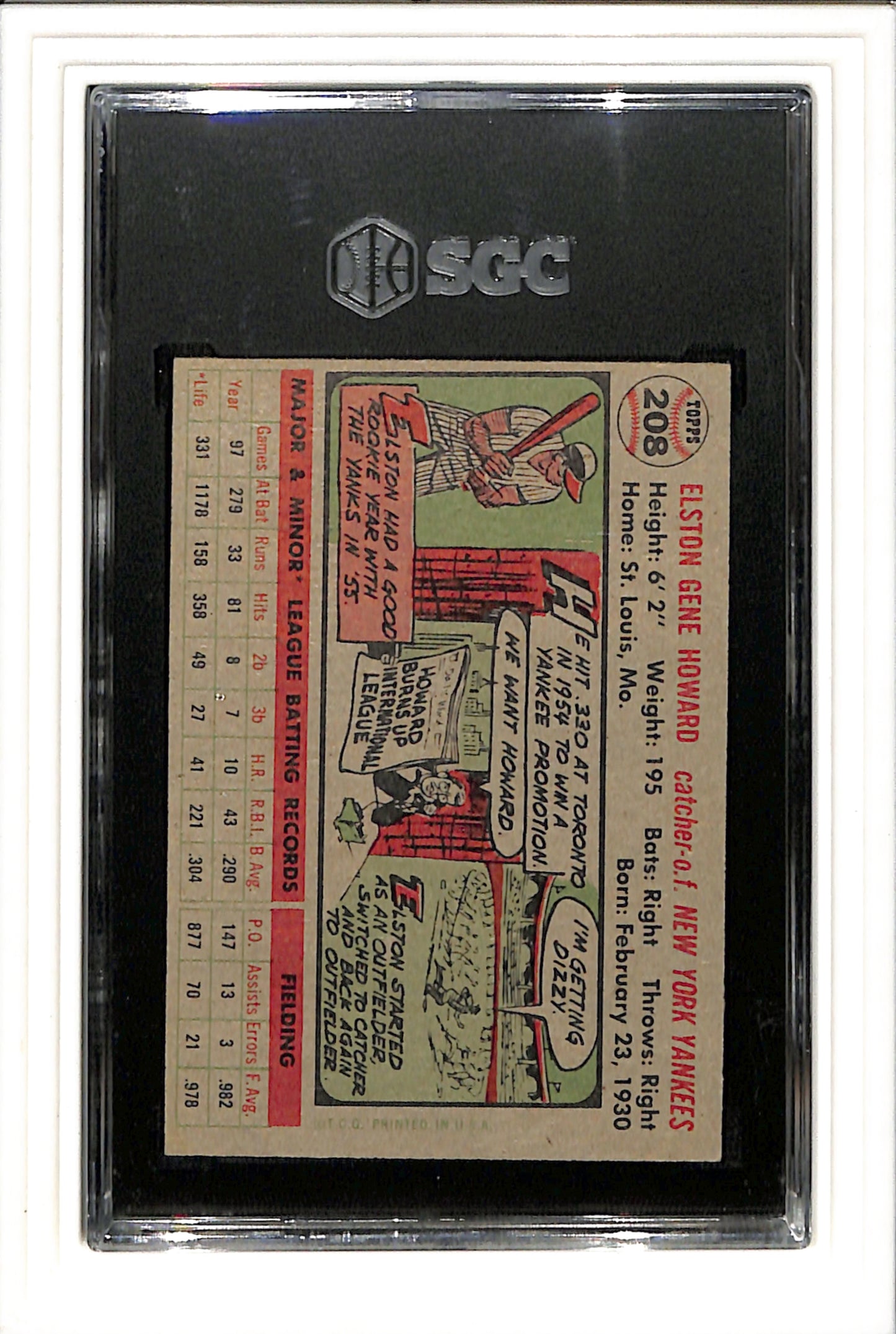 1956 Topps #208 Elston Howard SGC 4 SN 8619727