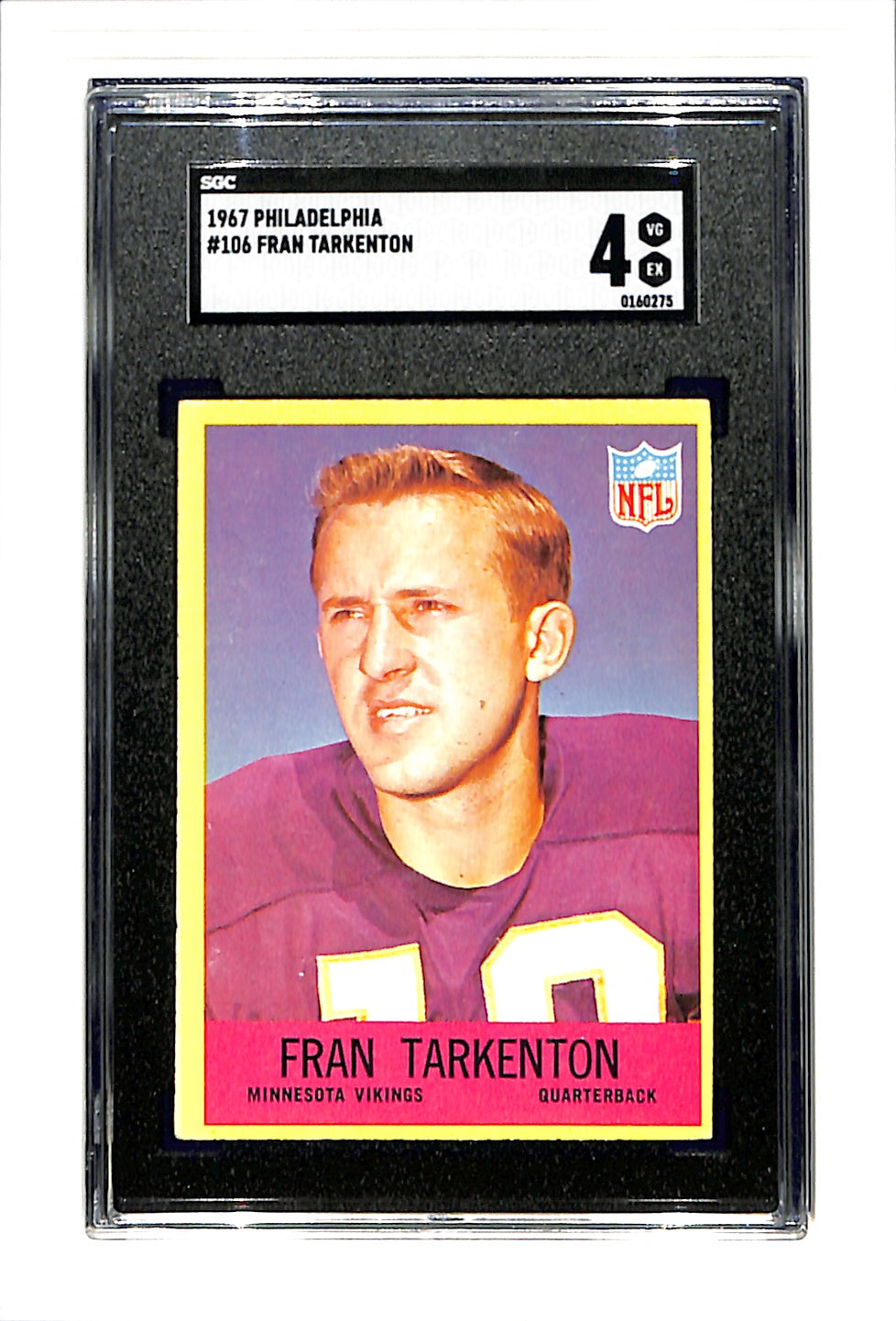 1967 Philadelphia #106 Fran Tarkenton SGC 4 SN 160275