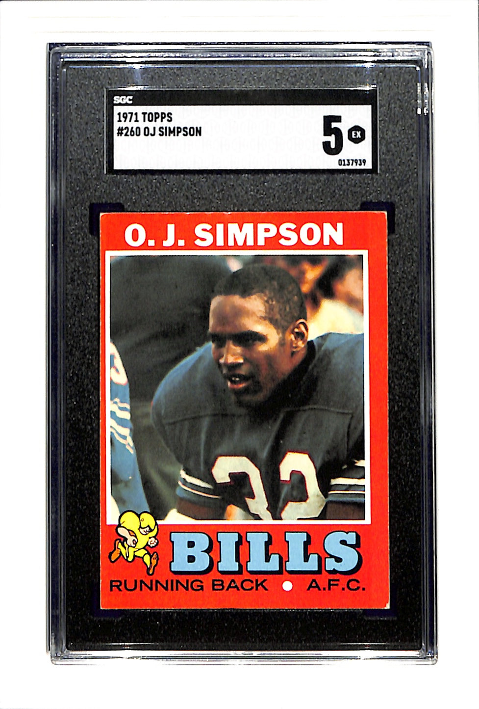 1971 Topps #260 OJ Simpson SGC 5 SN 137939