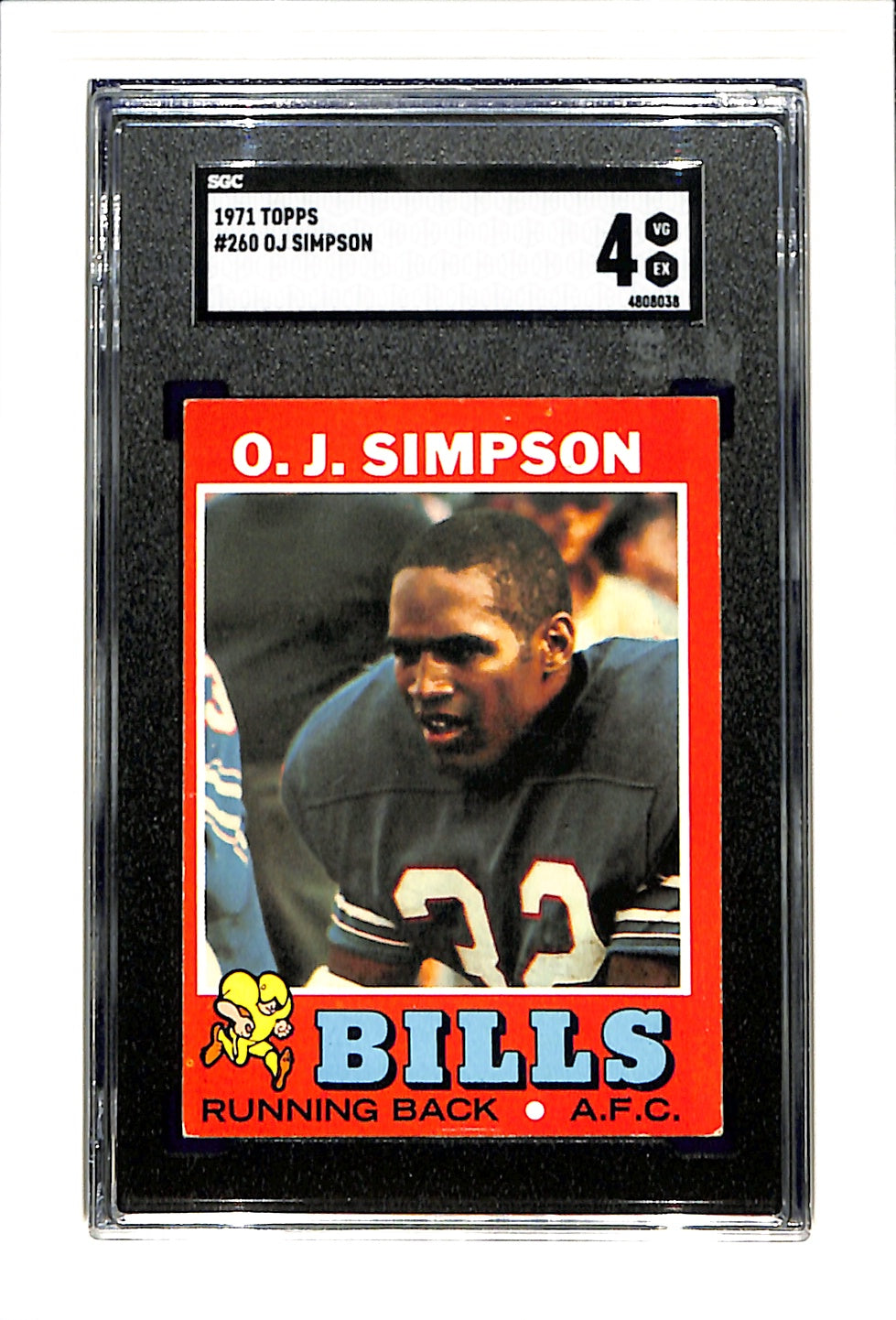 1971 Topps #260 OJ Simpson SGC 4 SN 4808038