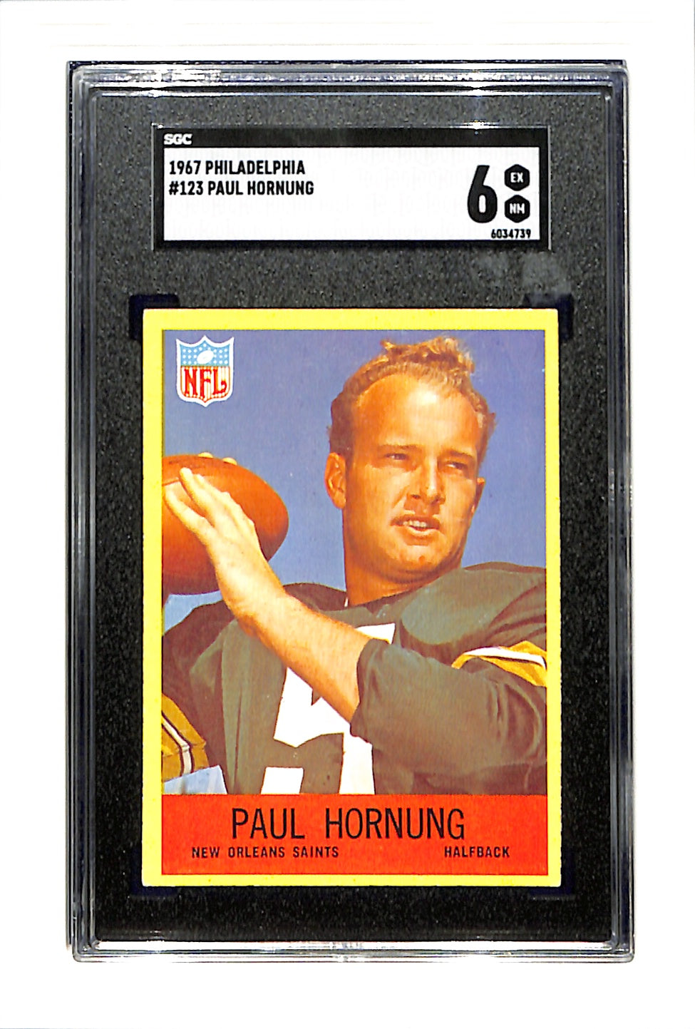 1967 Philadelphia #123 Paul Hornung SGC 6 SN 6034739