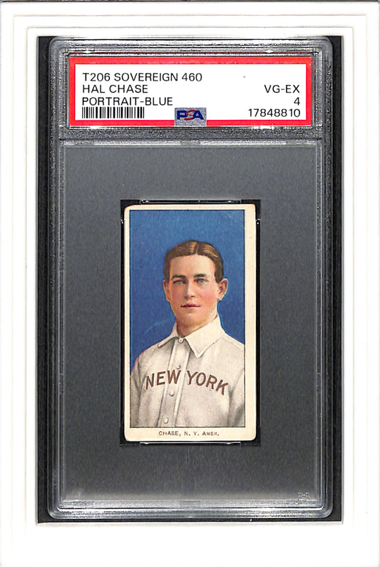 1909 T206 Sovereign 460 Hal Chase Portrait Blue PSA 4 SN 17848810