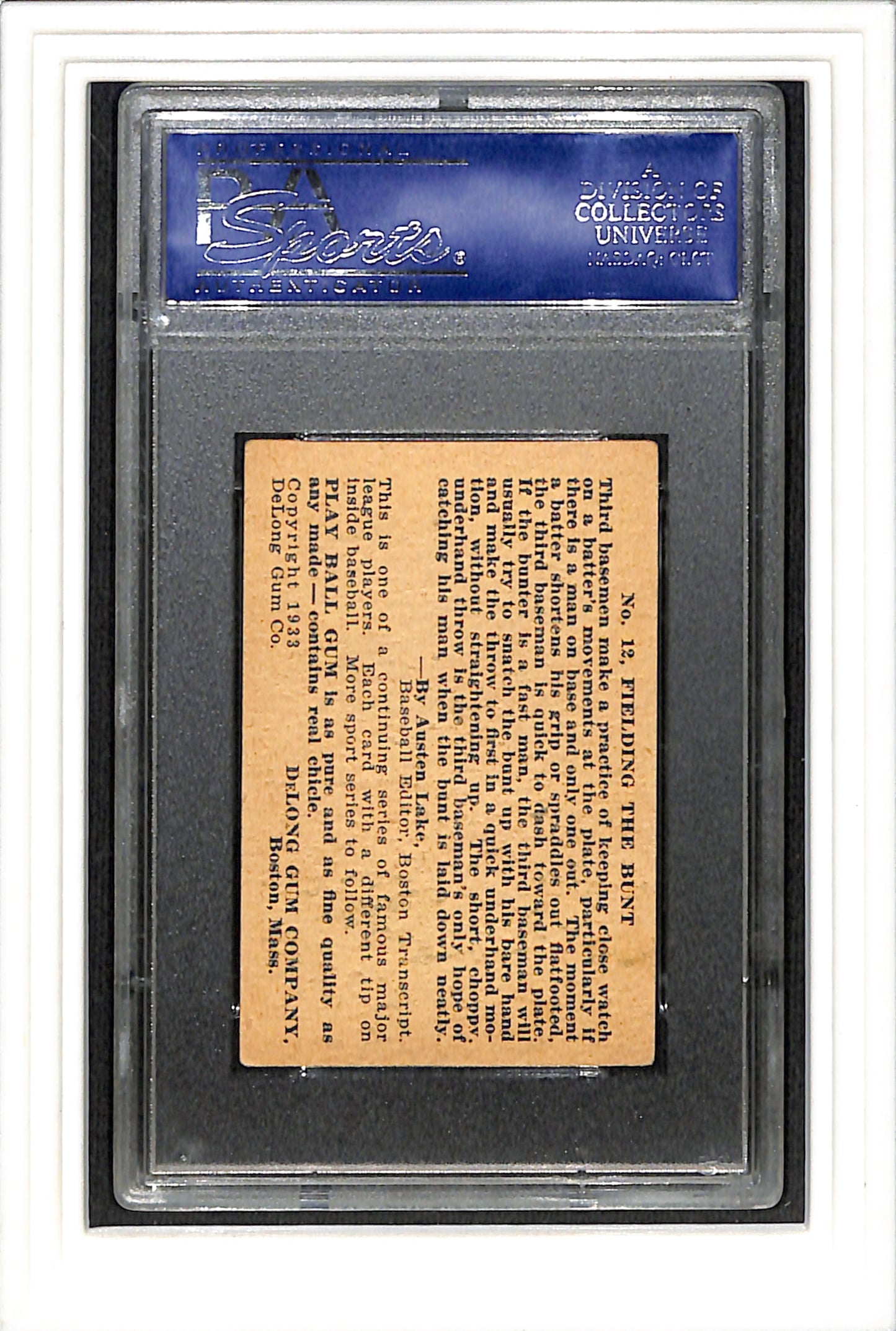 1933 DeLong #12 Pie Traynor PSA 4 SN 10979232