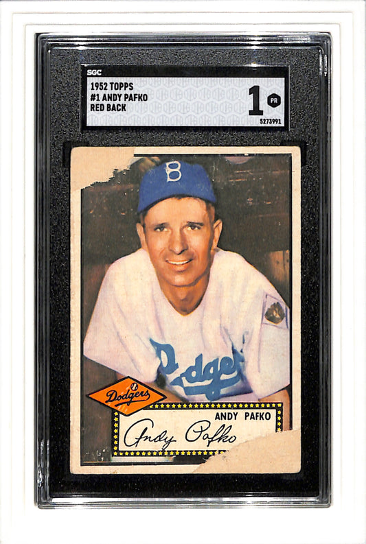 1952 Topps #1 Andy Pafko Red Back SGC 1 SN 5273991