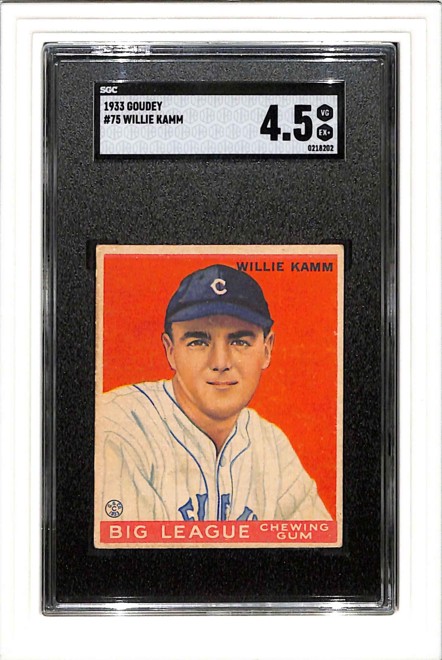 1933 Goudey #75 Willie Kamm SGC 4.5 SN 0218202