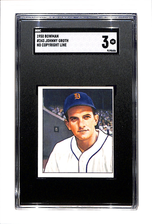 1950 Bowman #243 Johnny Groth SGC 3 No Copyright