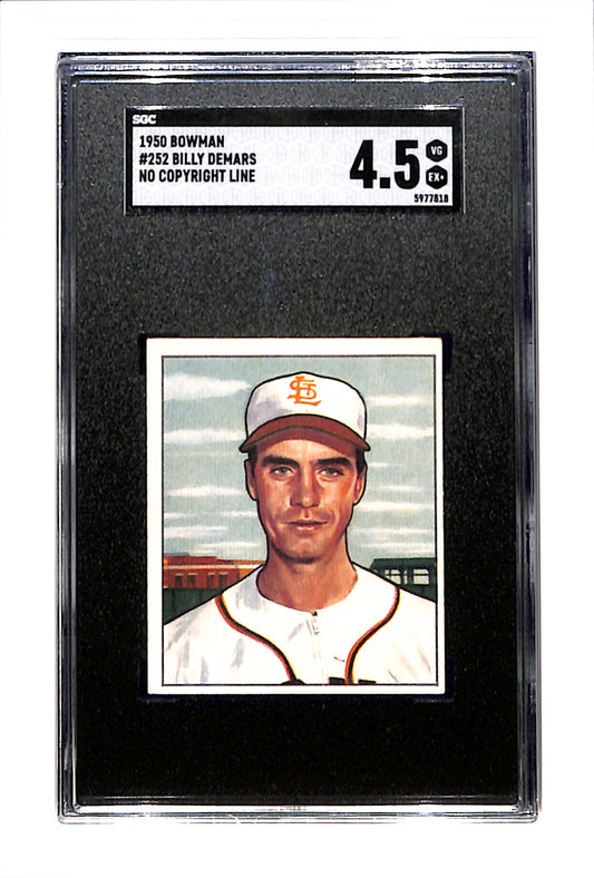 1950 Bowman #252 Billy DeMars SGC 4.5 No Copyright