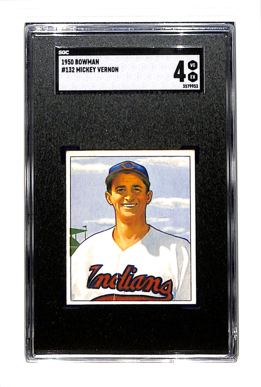 1950 Bowman #132 Mickey Vernon SGC 4