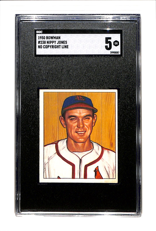1950 Bowman #238 Nippy Jones SGC 5 No Copyright