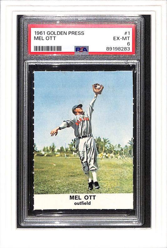 1961 Golden Press #1 Mel Ott PSA 6 New York Giants SN 89198283
