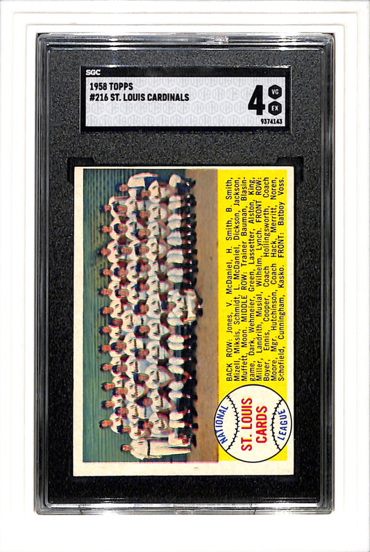 1956 Topps #216 St Louis Cardinals SGC 4 SN 9374143