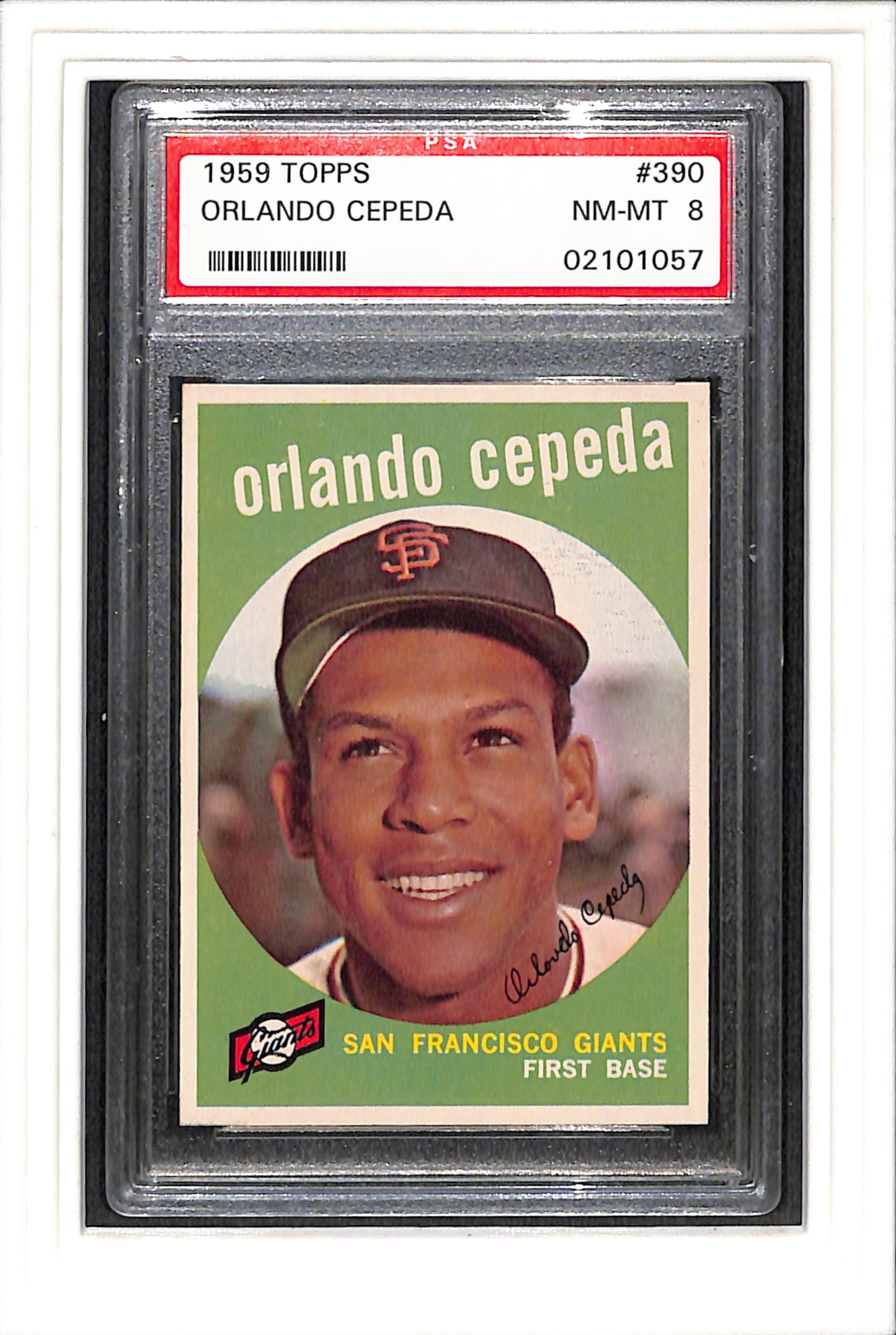 1959 Topps #390 Orlando Cepeda PSA 8 SN 02101057