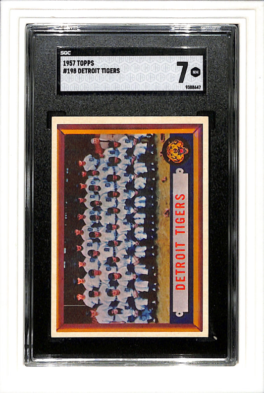 1957 Topps #198 Detroit Tigers Team Card SGC 7 SN 9388647