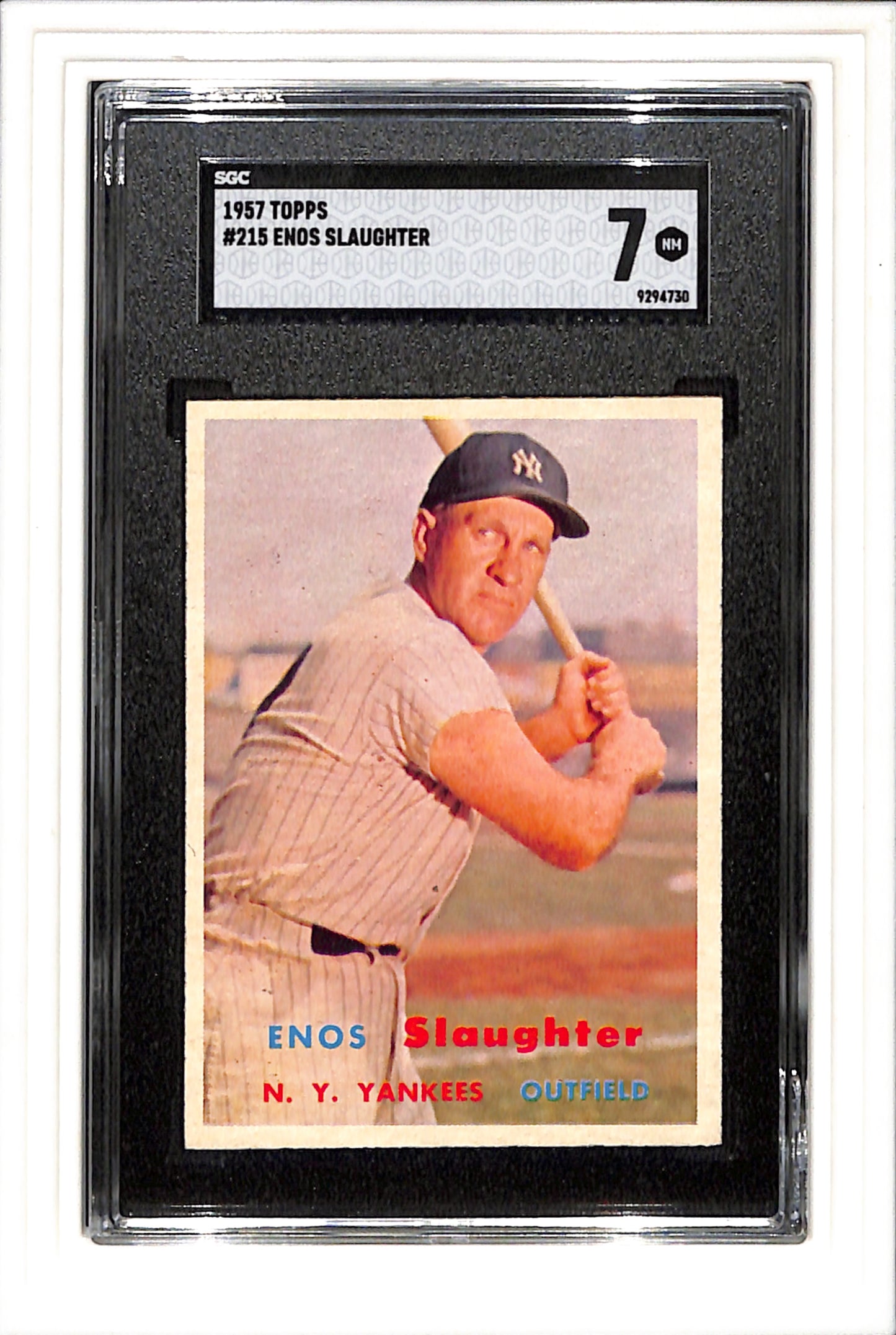 1957 Topps #215 Enos Slaughter SGC 7 SN 9294730