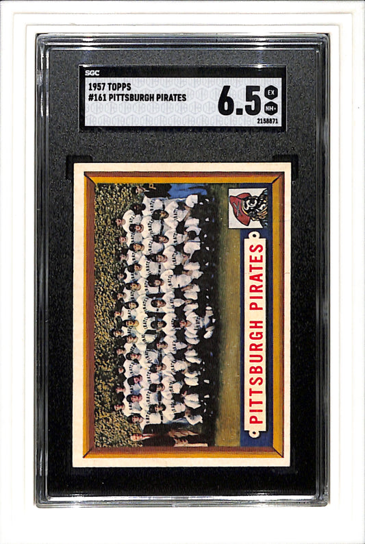 1957 Topps #161 Pittsburgh Pirates Team Card SGC 6.5 SN 2158871 Clemente