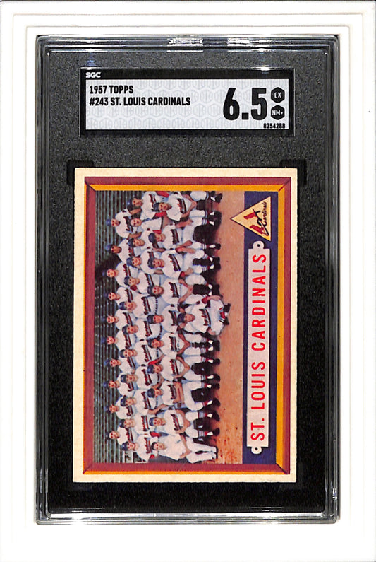 1957 Topps #243 St Louis Cardinals Team Card SGC 6.5 SN 8254288