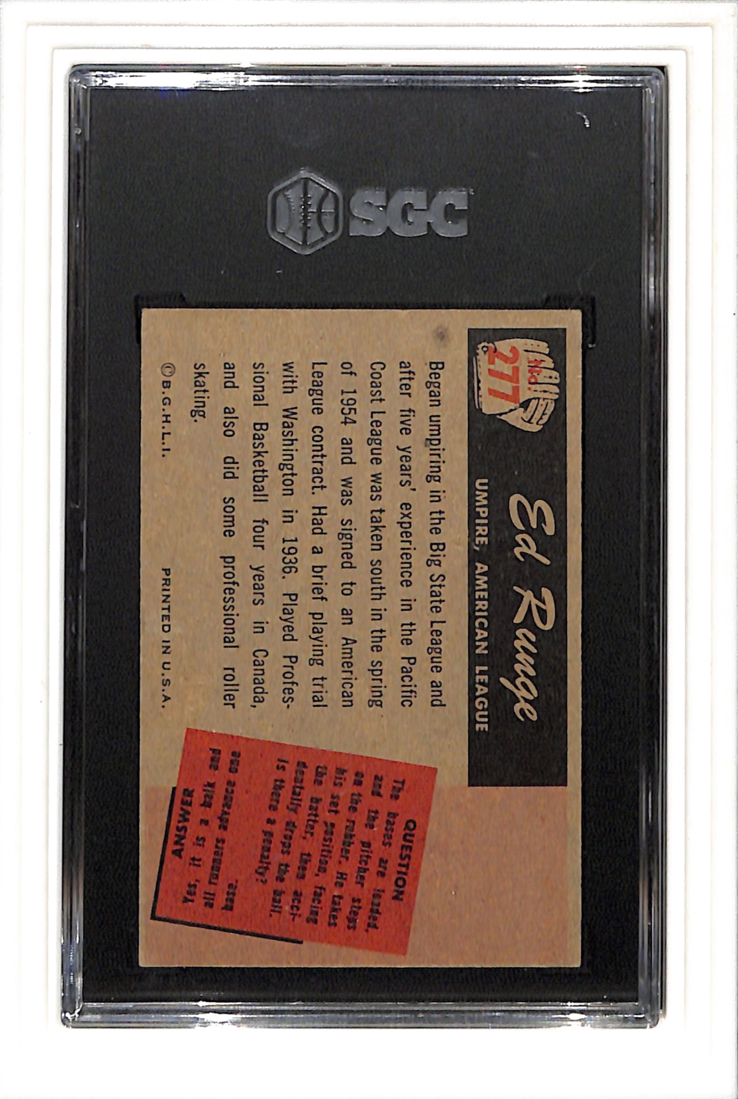 1955 Bowman #277 Ed Runge SGC 5 SN 5992577