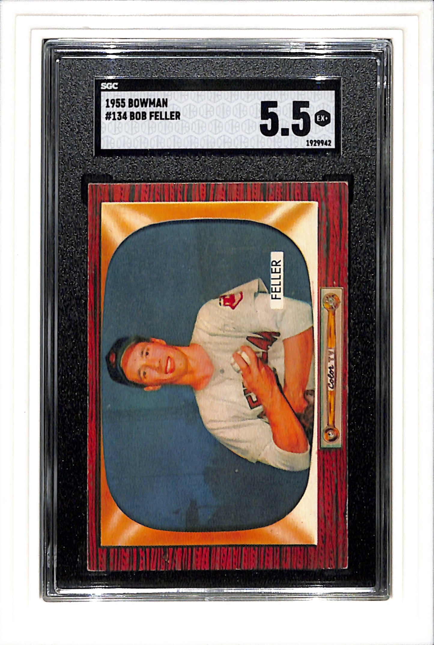 1955 Bowman #134 Bob Feller SGC 5.5 SN 1929942 Great Eye Appeal