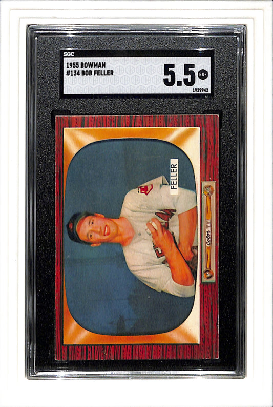 1955 Bowman #134 Bob Feller SGC 5.5 SN 1929942 Great Eye Appeal