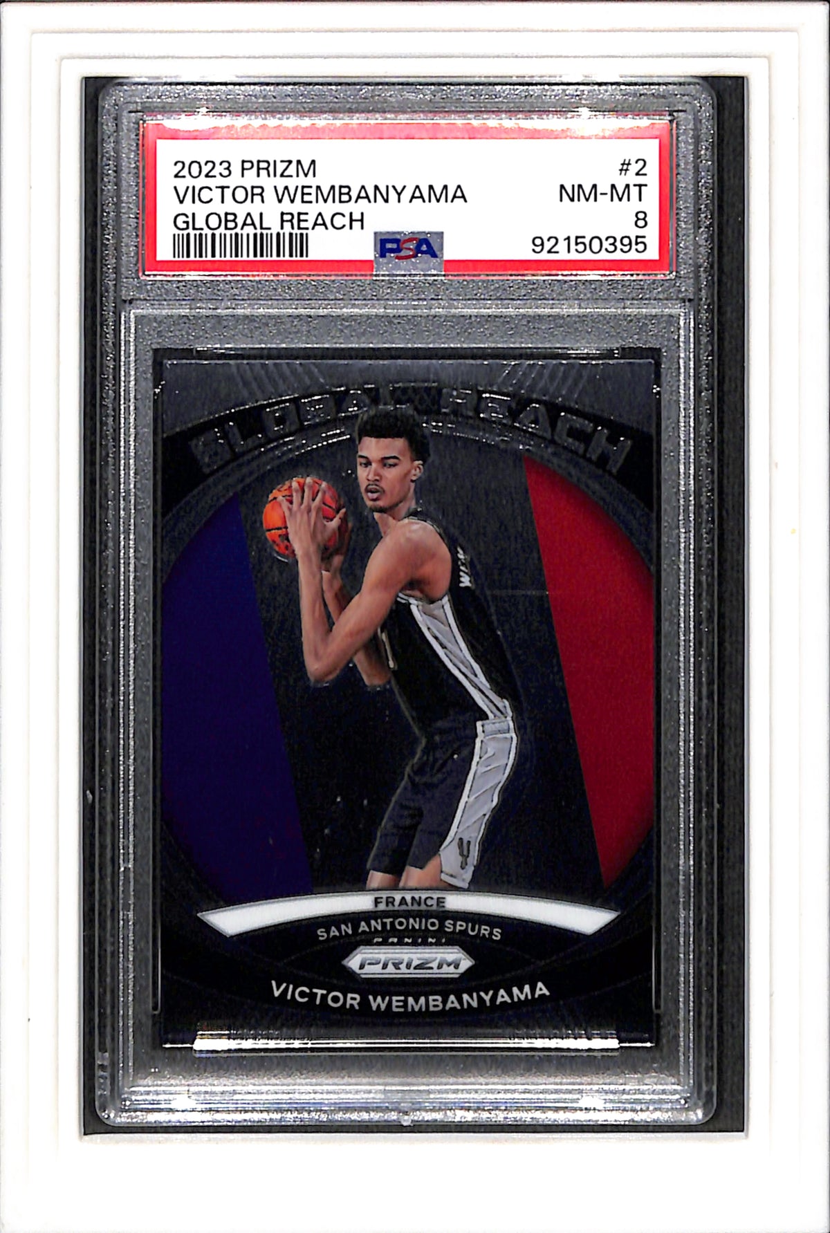 2023 Panini Prizm Global Reach #2 Victor Wembanyama PSA 8 SN 92150395