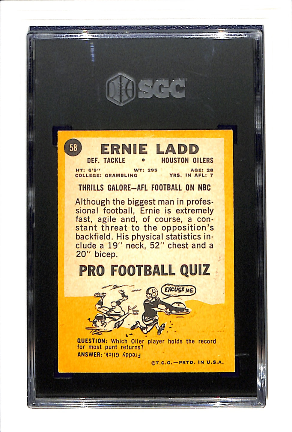 1967 Topps #58 Ernie Ladd SGC 6 SN 4190860