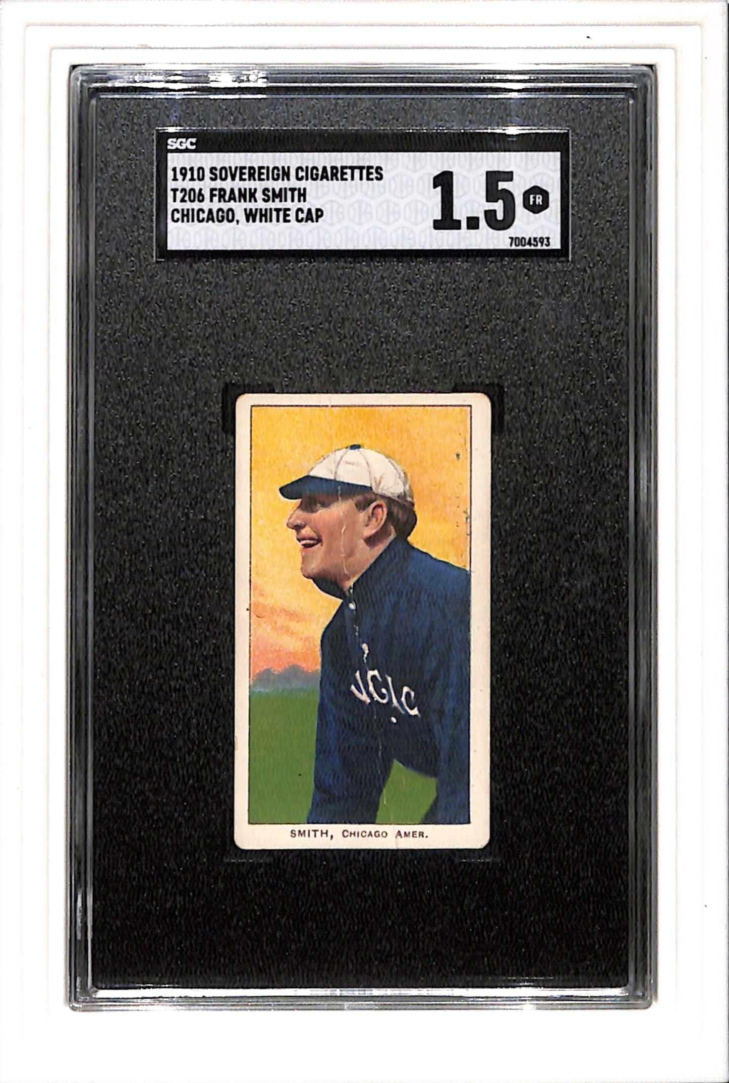 1909-1910 T206 Frank Smith Chicago White Cap SGC 1.5 Sovereign 350 SN 7004593