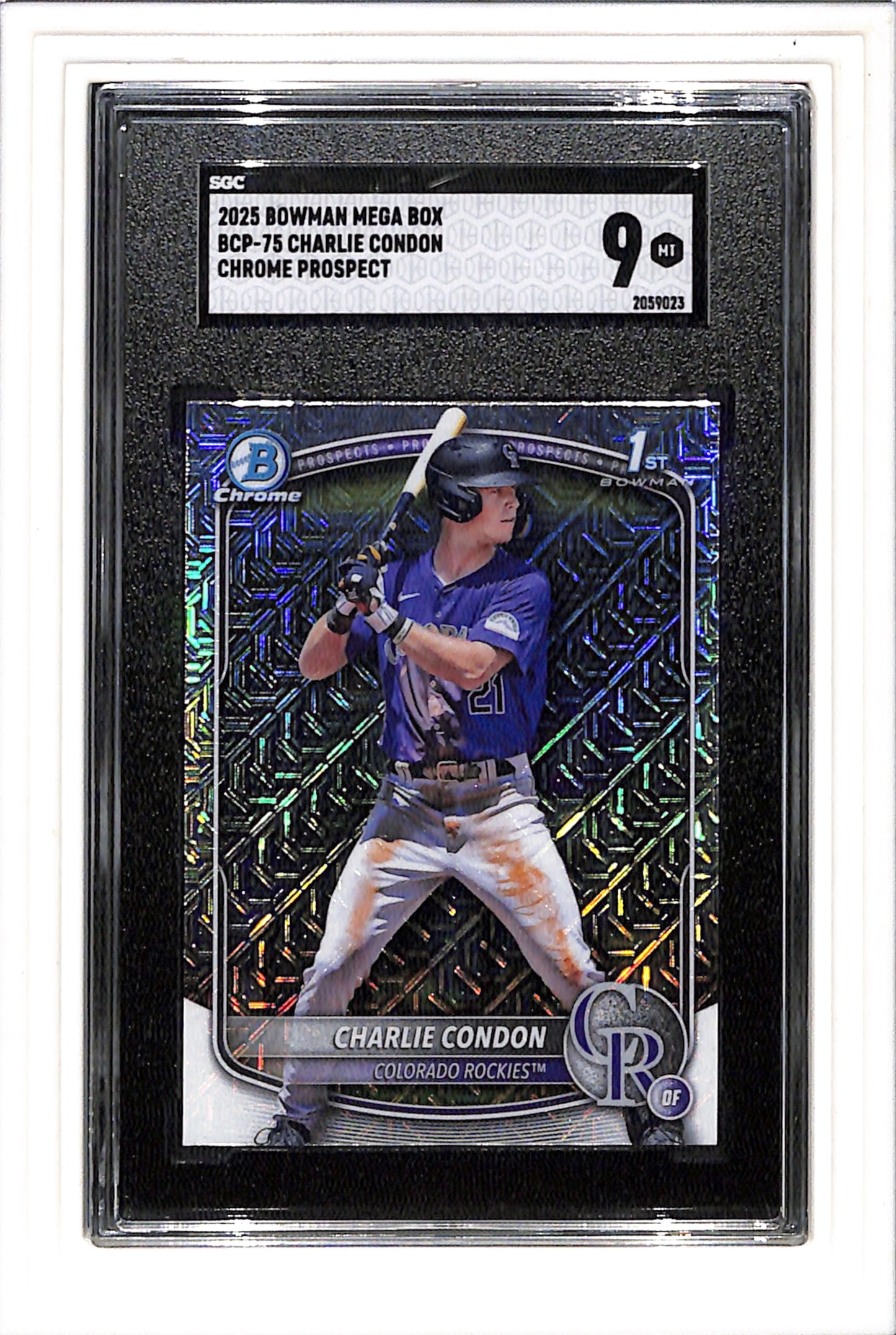 2025 Bowman Charlie Condon Chrome Mega Box Refractor 1st Prospect BCP-75 SGC 9