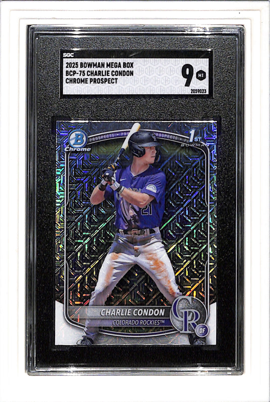 2025 Bowman Charlie Condon Chrome Mega Box Refractor 1st Prospect BCP-75 SGC 9
