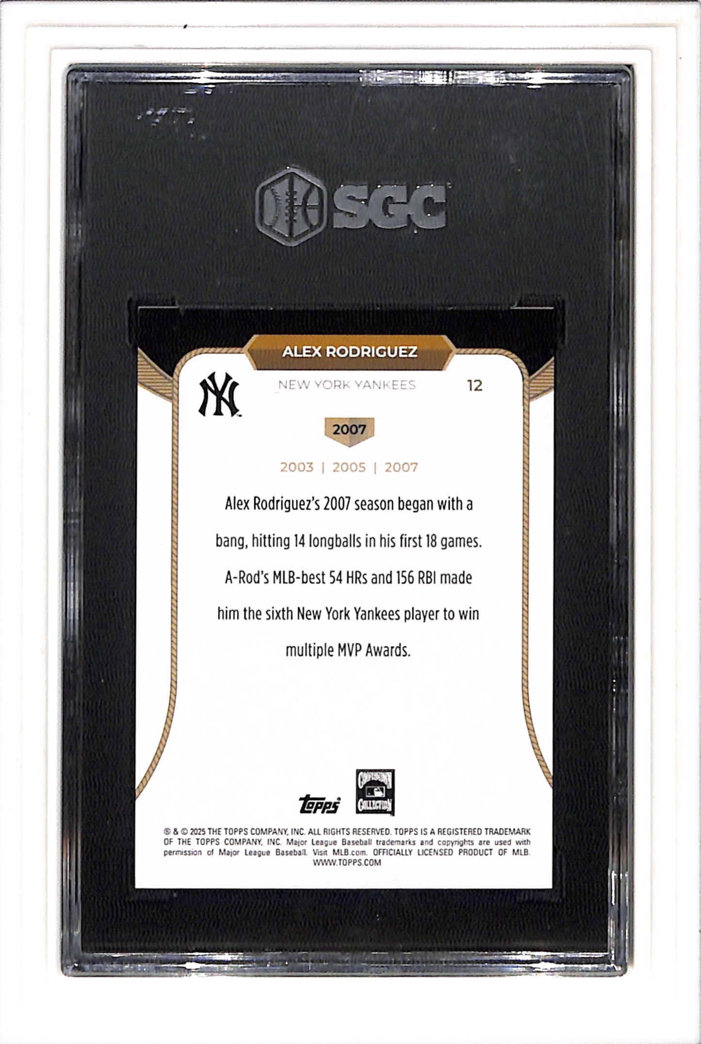 2025 Topps Welcome to the Club "3X MVP" Gold Alex Rodriguez 22/50